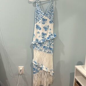 Floral Blue and White Maxi Dress